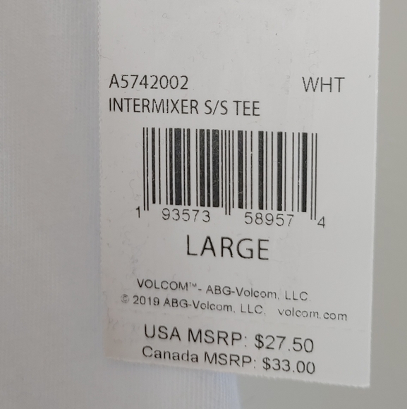 Volcom White Short Sleeve T-Shirt L - Picture 4 of 4